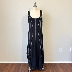 FREE PEOPLE BEACH Corrine Midi Dress Black Sleeveless Asymmetric Goth